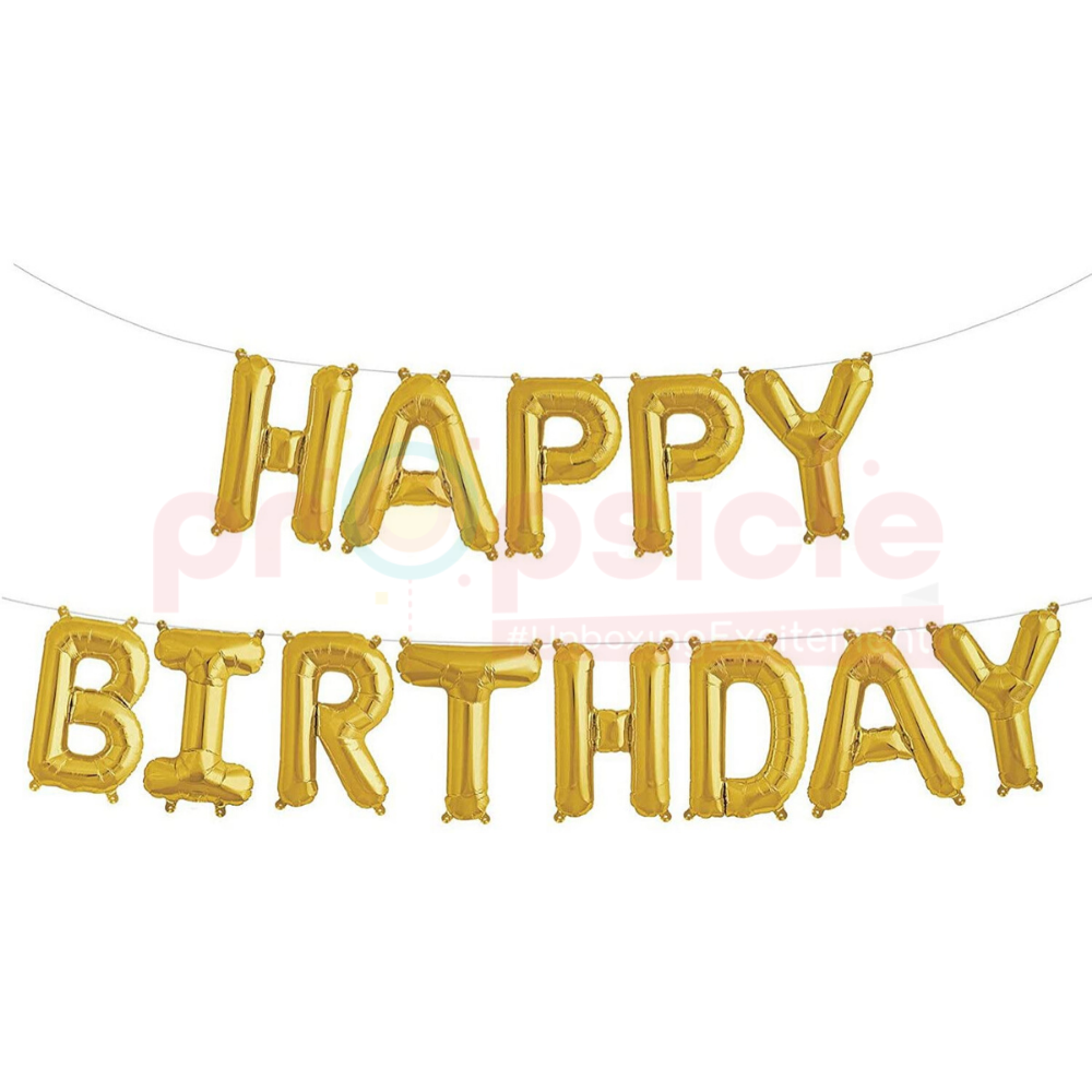 16" Happy Birthday Golden Balloon - 13 Letter Foil Balloons