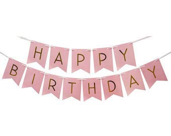 Happy Birthday Pink Fish Tail Banner Bunting for Girls