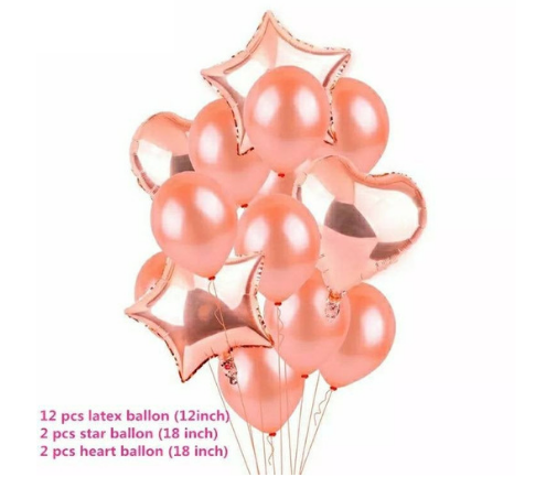 24 ct Princess Shining Star Pink Wild Berry Rose PRO Birthday Latex Party Balloo