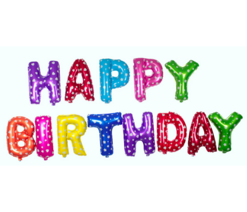 16" Happy Birthday Multicolor Balloon - 13 Letter Foil Balloons