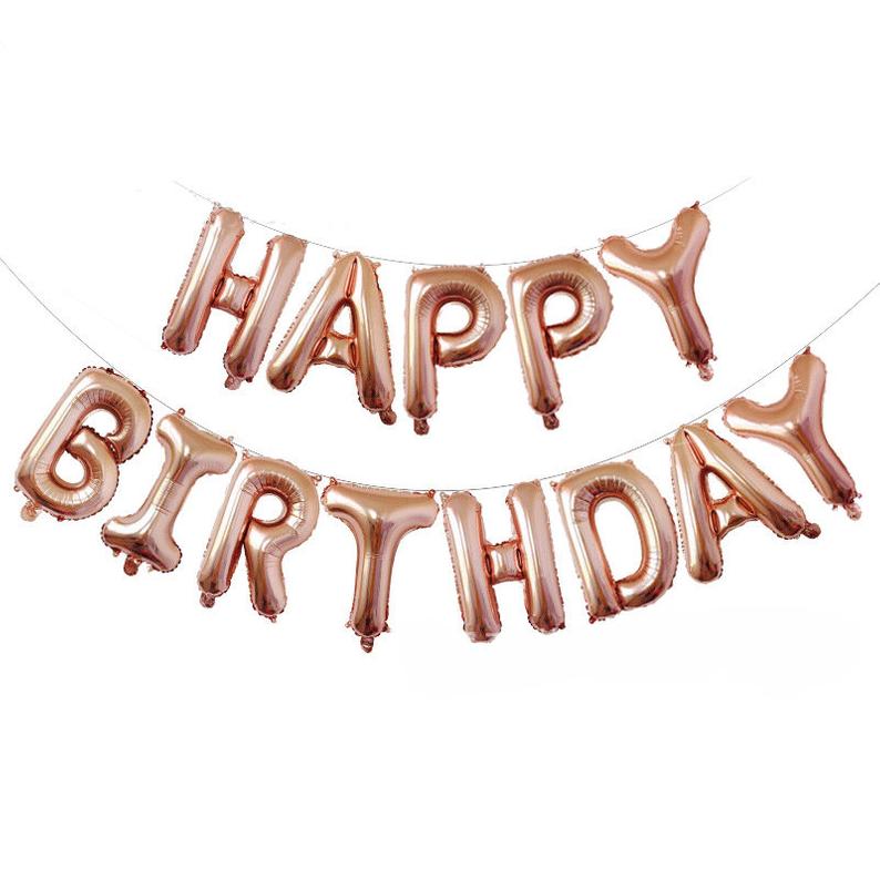 16" Happy Birthday Rose Gold Balloon - 13 Letter Foil Balloons