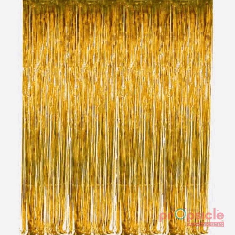 Golden Foil Fringe Curtain Backdrop Decoration Birthday