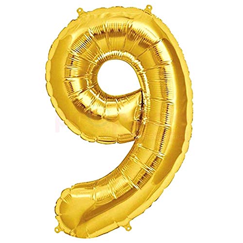 Golden Number 9 Foil Balloon