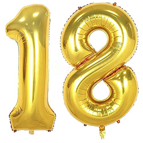 Golden Number 18 Foil Balloon