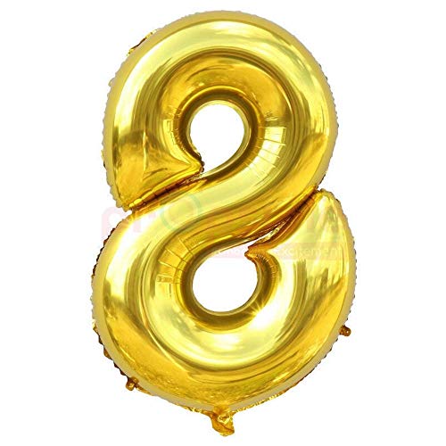 Golden Number 8 Foil Balloon