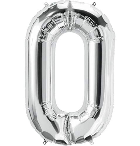 Silver Number 0 Foil Balloon