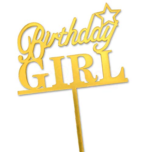 Golden Birthday girl Cake Topper