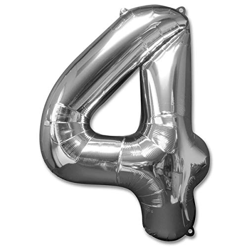 Silver Number 4 Foil Balloon