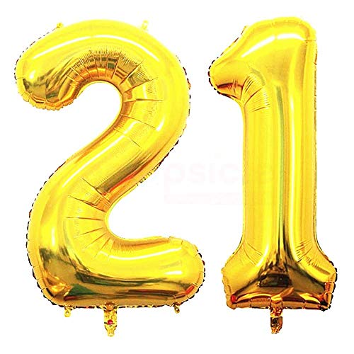 Golden Number 21 Foil Balloon