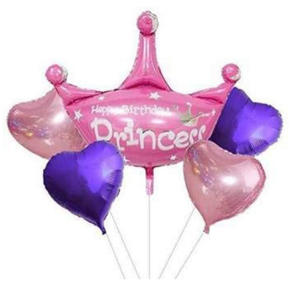 Online Large Pink Princess Birthday Balloon Bouquet For First Birthday Decoration