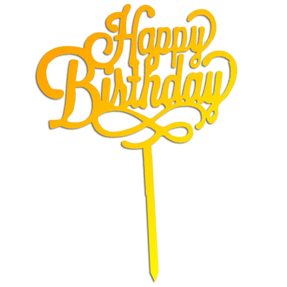 Buy Acrylic Cake Topper or Silhouette  Happy Birthday  6 Inch  Gold  Online in India