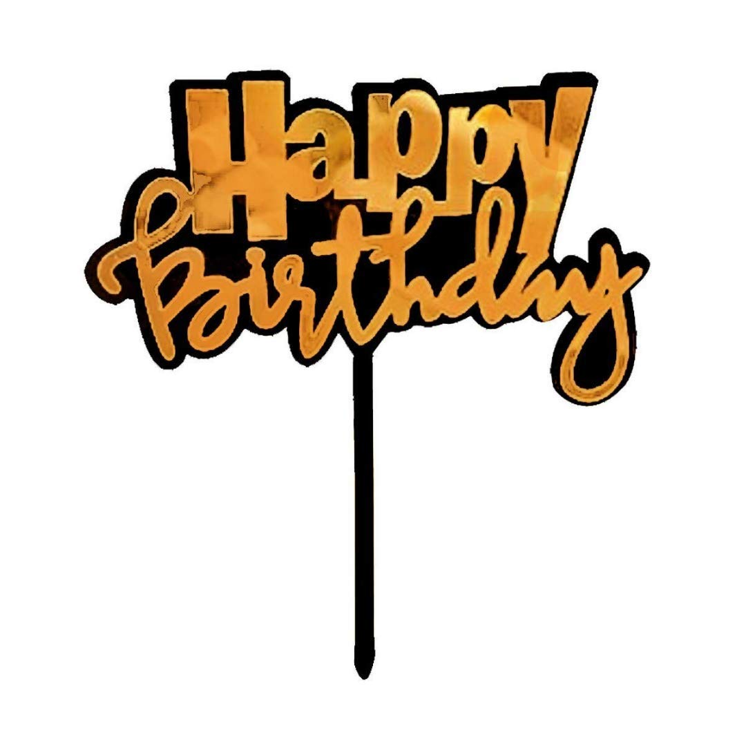 Black Golden Acrylic Happy Birthday Cake Topper - Propsicle