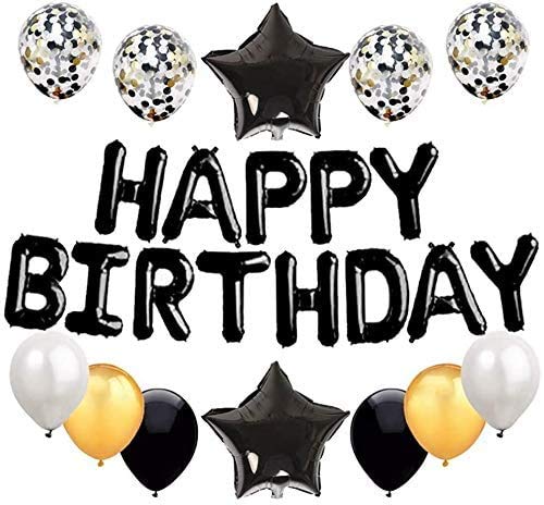 Happy birthday black balloon set online