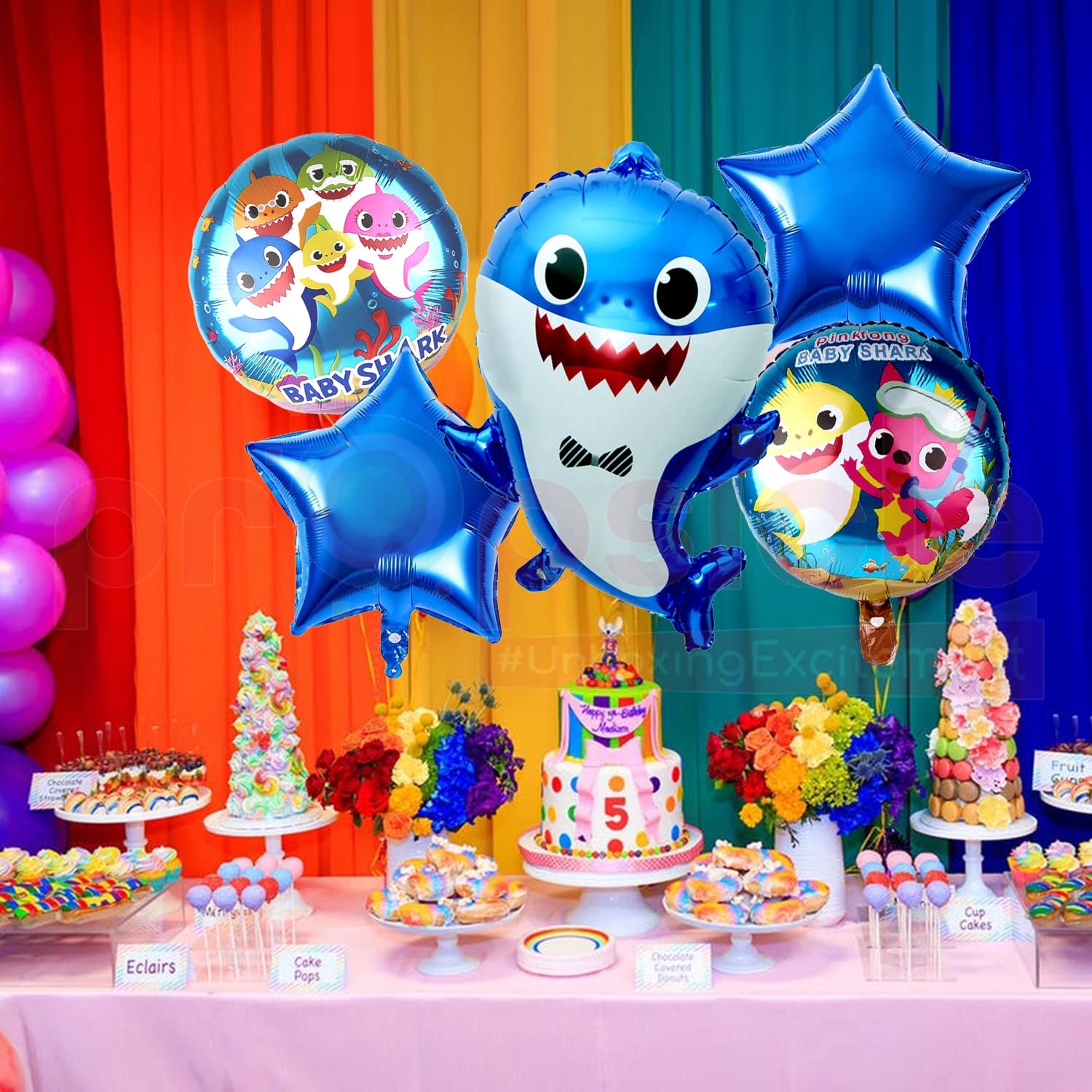 Propsicle Birthday Baby Shark Decorations Foil Blue Balloon Pack of 5 –  Propsicle