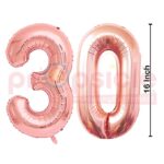 Propsicle 16 inch Birthday Foil 30 Number Helium Balloon Party Decoration Rose Gold Pack of 2 | 30 Year No. Balloons Birthday / Anniversary | Thirty Number